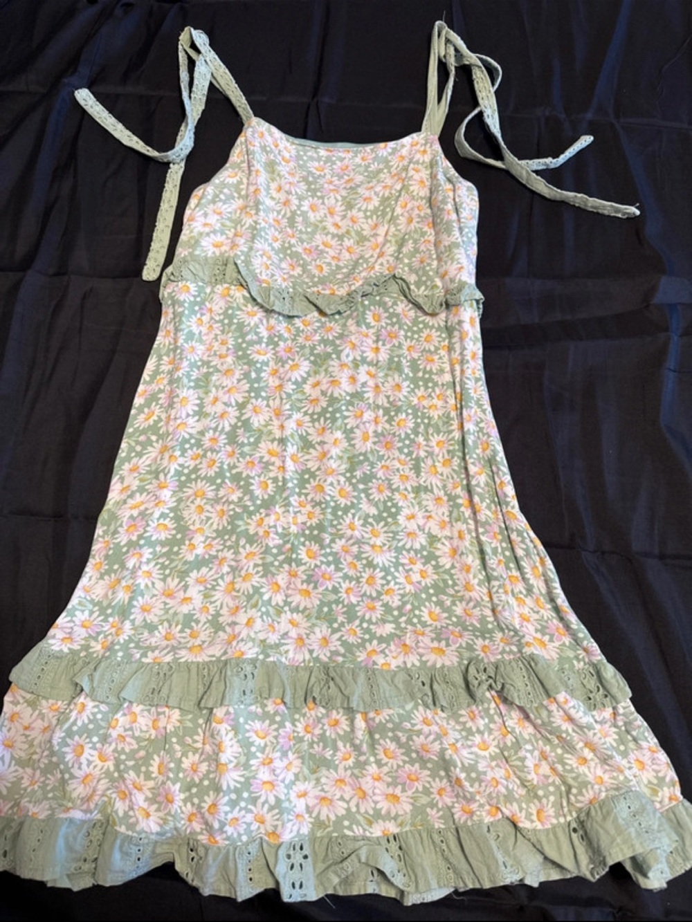Tie-Shoulder Daisy Sundress in Sage Green